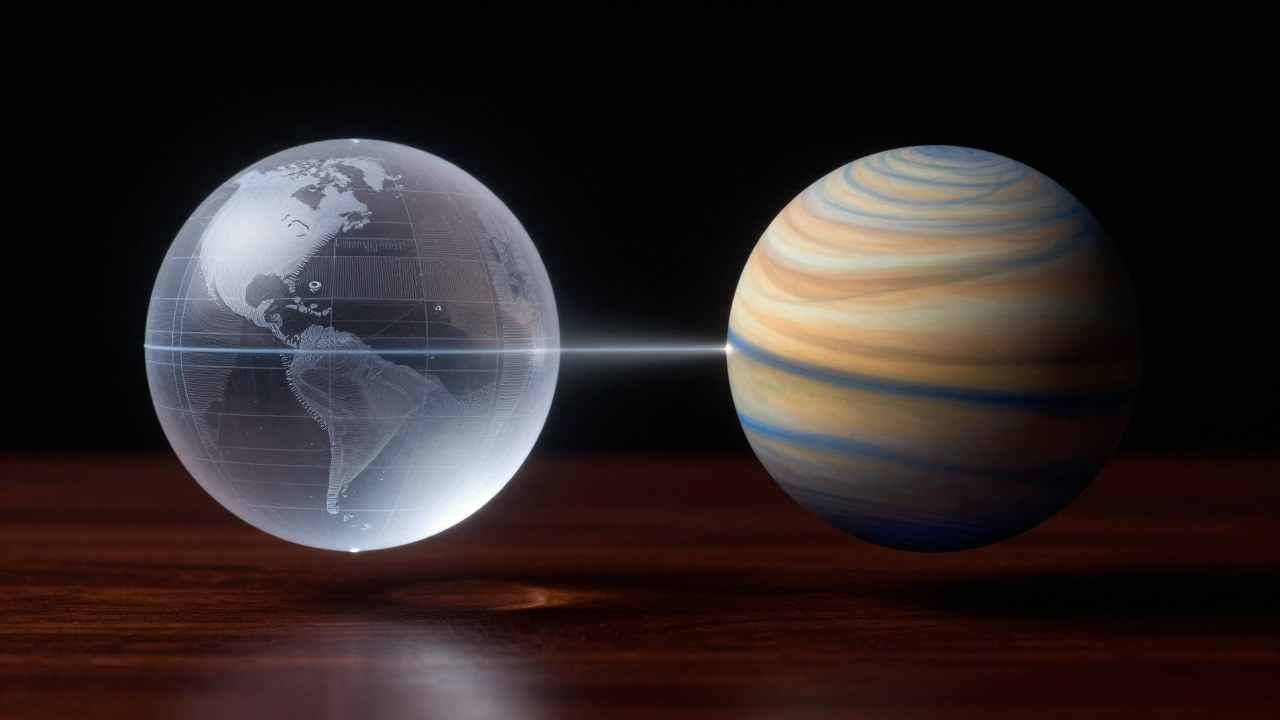 Modelo comparativo de aspectos astrológicos: una esfera de medición precisa junto a otra de zonas por signos.