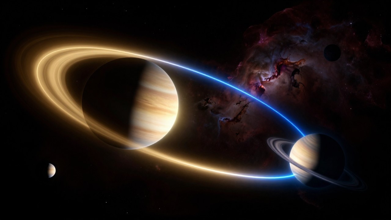 Planetas en el espacio ilustran el contraste entre una alineación orbital amplia y otra de alta precisión.