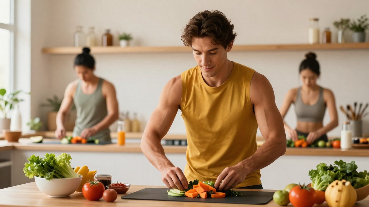 Una persona realiza una actividad disciplinada y saludable en un entorno de bienestar moderno y limpio.